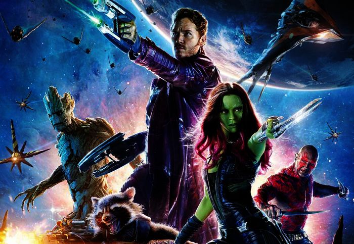 Die Besch&uuml;tzer der Galaxis: Groot (Vin Diesel), Rocket (Bradley Cooper), Peter Quill (Chris Pratt), Gamora (Zoe Saldana), Drax (Dave Bautista). Bild: Sender