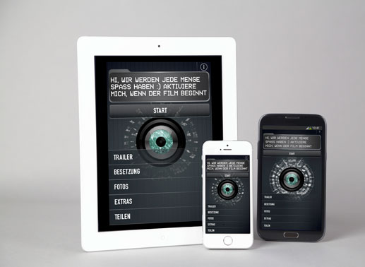 Die ZDF-Zuschauer und Nutzer können sich das filmbegleitende Second Screen-Angebot im Appstore herunterladen. Die App "Iris" muss bei Filmstart aktiviert werden. Bild: Sender / Rico Rossival