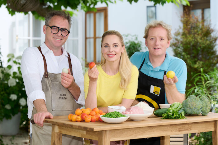 So isst &Ouml;sterreich besser: Max Stiegl, Silvia Schneider, Fritz Treiber. Bild: Sender / Klaus Titzer