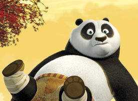 Meister Shifu (unten) sucht nach Mitteln und Wegen, um dem ungelenkigen Pandab&auml;ren Po (oben) die Kunst des Kung Fu-Kampfes beizubringen ... Bild: Sender / Paramount Pictures