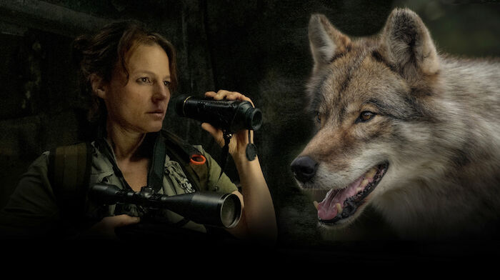 Wolfsjagd. Wildh&uuml;terin Sara (Maria Simon). Bild: Sender / ARD Degeto / Conny Klein / Montage