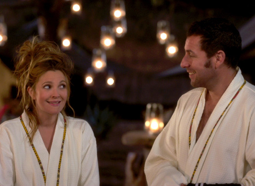 Drew Barrymore und Adam Sandler in &bdquo;Urlaubsreif". Bild: Sender / Warner Bros
