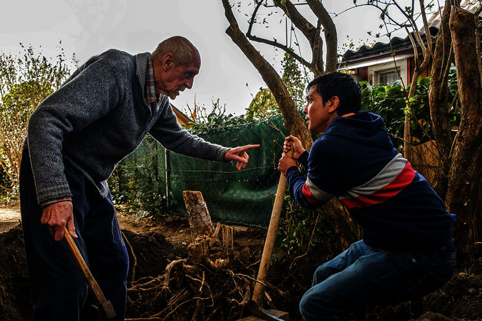 Nobadi. einz Trixner (Robert Senft), Borhanulddin Hassan Zader (Adib Ghubar). Bild: Sender / ORF / epo film / Petro Domenigg