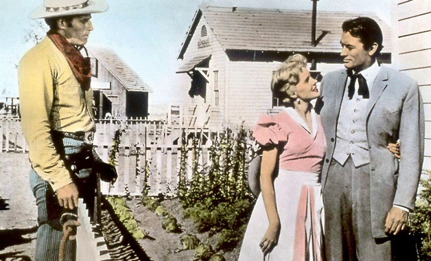 Gregory Peck, Charlton Heston und die h&uuml;bsche Carroll Baker in &bdquo;Weites Land&ldquo;. Bild: Sender