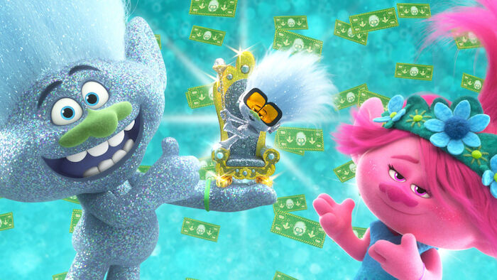 Trolls World Tour: Guy Diamond, Tiny Diamond, Poppy. Bild: Sender / RTL / 2020 DreamWorks Animation L.L.C. B