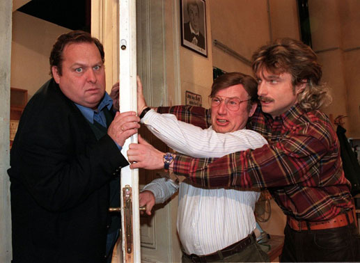 Ottfried Fischer mit Alfred Dorfer und Roland D&uuml;ringer. Bild: Sender