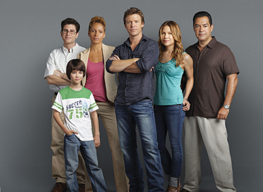Daniel Green (Jordan Wall), Jeff Cargill (Uriah Shelton), Colleen Manus (Michelle Hurd), Jim Longworth (Matt Passmore), Callie Cargill (Kiele Sanchez) und Carlos Sanchez (Carlos Gomez). Bild: Sender