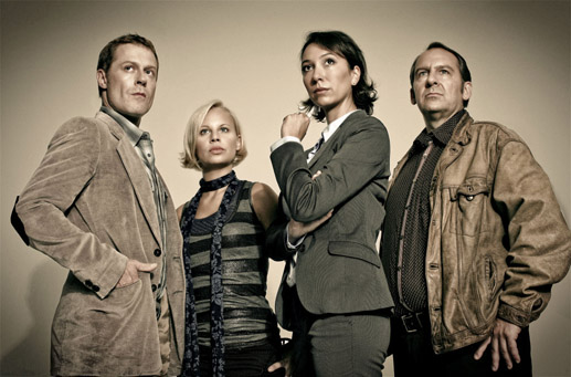 Das Ermittlungsteam: Andreas Lust (Stefan Schnell), Katharina Stra&szlig;er (Maja Landauer), Ursula Strauss (Angelika Schnell), Wolf Bachofner (Harald Franitschek). Bild: Sender
