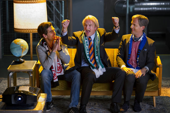 Elyas M'Barek, Christoph Maria Herbst und Detlev Buck in &bdquo;M&auml;nnerhort&ldquo;. Bild: Sender / Constantin Film