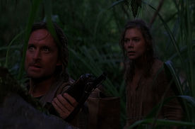 Michael Douglas und Kathleen Turner in &bdquo;Auf der Jagd nach dem gr&uuml;nen Diamanten&ldquo;. Bild: Sender