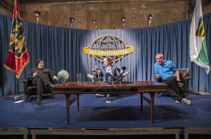 Das Gipfeltreffen: Torsten Str&auml;ter, Olaf Schubert, Johann K&ouml;nig. Bild: Sender / MDR / Waldemar Obermann