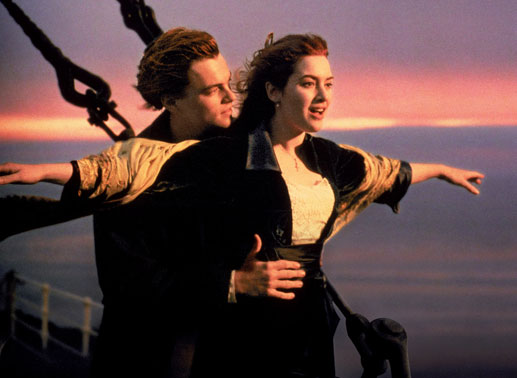 Kate Winslet und Leonardo DiCaprio an Bord der Titanic. Bild: Sender