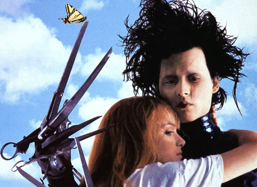 Ungew&ouml;hnliches Paar: Edward (Johnny Depp) und Kim (Winona Ryder). Bild: Sender